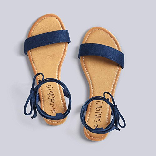 blue ankle strap flats