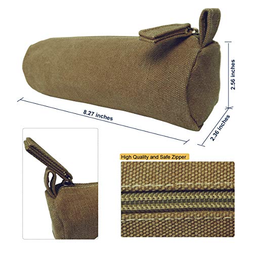 Enyuwlcm Heavy Canvas Stationery Portable Compact Simple Zipper Pencil Case and Durable Small Medicine Bag 1 Pack Khaki - Thumbnail 2