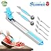 Watermelon Windmill Slicer Cutter 304 Stainless Steel-Melon Cubes Cutter, 7 in 1 Watermelon Salad Cut Tools Pack, Easy Grip Kitchen Gadgets Set, Fruit Corer (BLUE)