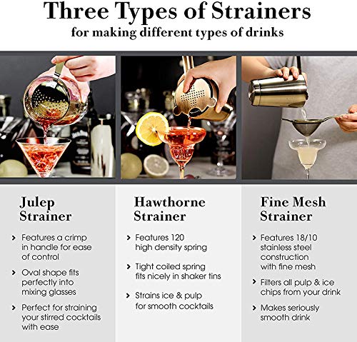 11 TLG Boston Shaker Set - Professional Cocktail Shaker Mixing Set, Home Stylish Bar Tool Set mit Rezeptbuch, Messbecher… – Bild 6