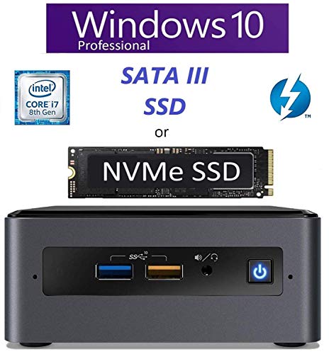 Intel NUC NUC8i7BEH Mini PC/HTPC, Intel Quad-Core i7-8559U Upto 4.5GHz, 16GB DDR4, 500GB SSD, WiFi, Bluetooth, Thunderbolt 3, 4k Support, Triple Monitor Capable, Windows 10 Pro (16GB RAM + 500GB SSD)
