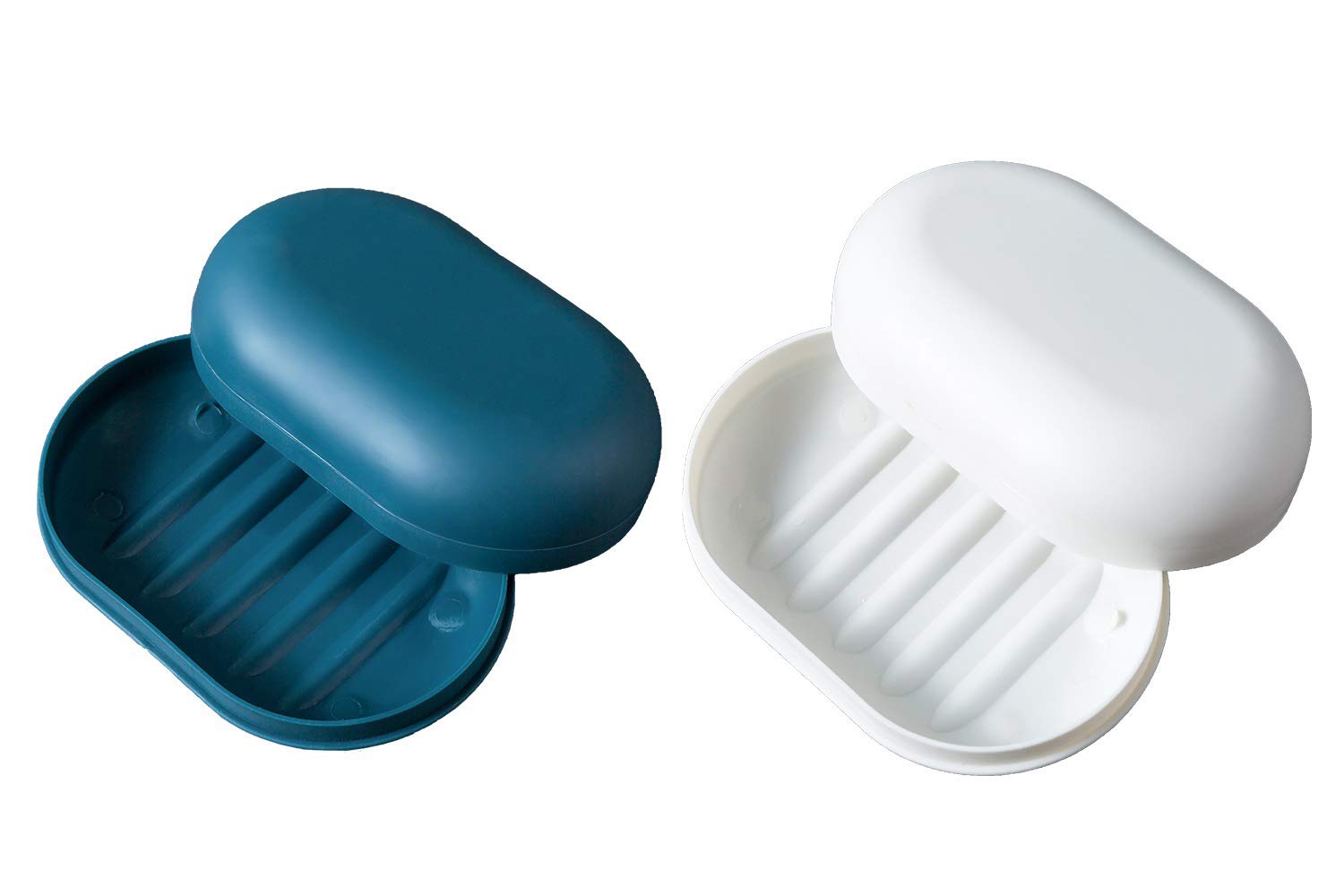 vr idea 2-Pack Soap Dish Travel Soap Box Soap Container Perfect for Gift, Travel (Green & White)