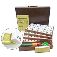 Mose Cafolo New Chinese Mahjong X-Large 144 Numbered Acrylic Tiles 1.5" Large Gold Tile with Carrying Travel Case Pro Complete Mahjong Game Set - (Mah Jong, Mahjongg, Mah-Jongg, Mah Jongg, Majiang)