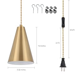 Gold Plug In Pendant Light,Hanging Lights With Plug