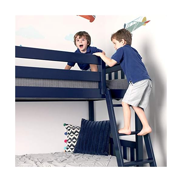Max & Lily Solid Wood Twin Low Bunk Bed, Blue The Home Kitchen Store