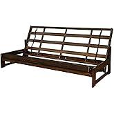 HomeStock Full Size Futon Frame Set - Convertible Sofa Bed - Hardwood Mocha Finish Frame Only
