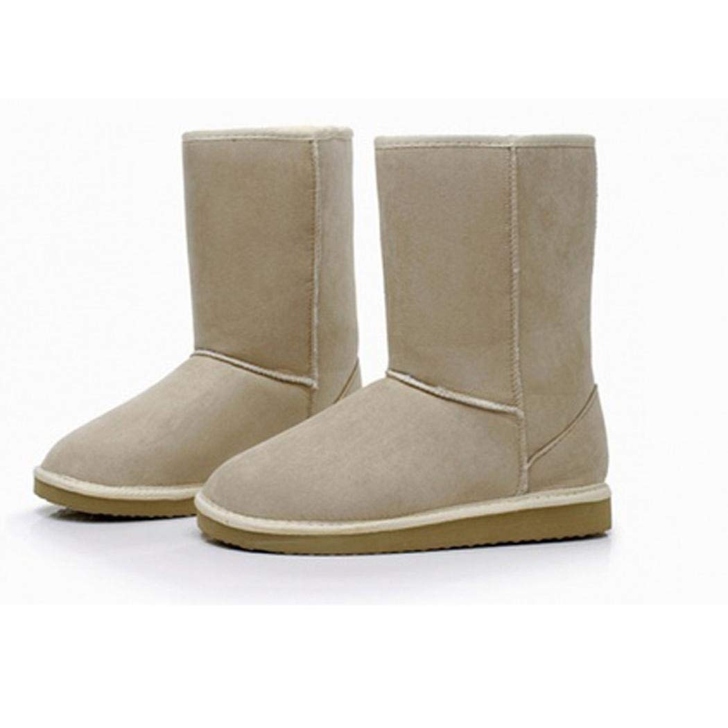 FANEO Women Solid Color Keep Warm Flat Heel Shor Snow Boots Beige