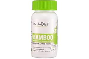 Herbadiet Bamboo Extract Capsules | Supports Healthy Skin, Hair & Nails | Natural Hair Supplement with 70% Silica (120 Capsules)