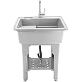 Xlsdlvcnxz Utility Sink With Storage Shelf Outdoor & Garage Sink With 2 Hoses Plastic Sink For Basement & Garden