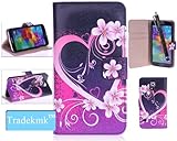 Galaxy S5 Case, Tradekmk(TM) Purple Temptation Stand Wallet Leather Case Cover with Credit ID Card Slots and Stylus Pen Fit For Samsung Galaxy S5 I9600