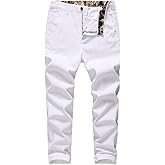 MZNBURAM Men's Classic-Fit Straight Casual Fashion Non-Stretch Cotton Chino Pants