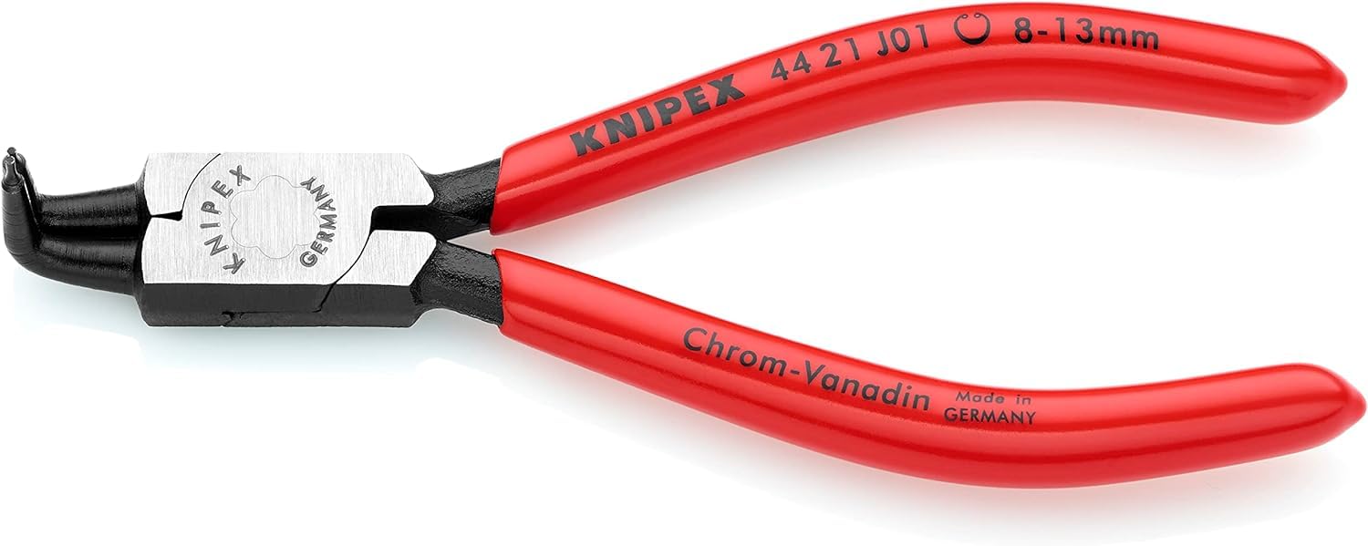 KNIPEX Circlip Pliers for Internal Circlips in Bore Holes Self-Service Card with Plastic Coating 130 mm, 44 21 J01 SB