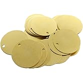 ABBECIAO 1.5”Brass Valve Tags Stamping Tags 0.04” Round Engraved Metal Blanks Chits with Hole for Pipe Valves, Equipment, Tool and Keys Labeling 25 Pack