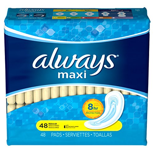 Always Maxi Unscented Pads without Wings, Regular, 48 Count