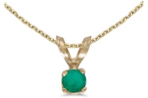 FB Jewels Solid 14k Yellow Gold Genuine Birthstone Round Gemstone Pendant (0.08 Cttw.)