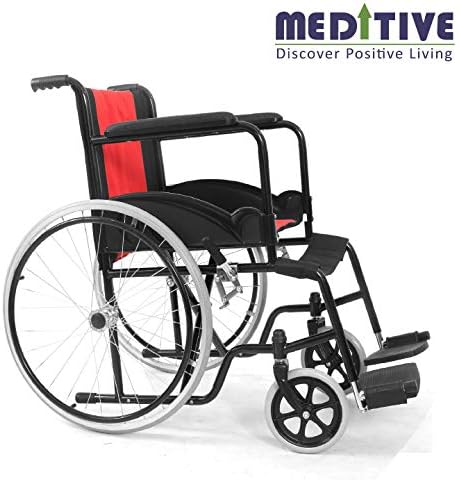 MEDITIVE Light Weight Premium Foldable Wheelchair with for Elders, Patients and Disabled