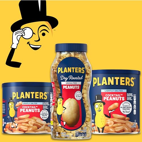 PLANTERS DRY ROASTED PEANUTS, PLANT-BASED PROTEIN, LIGHTLY SALTED, PEANUT SNACK, 16 OZ JAR