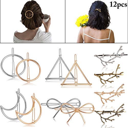 image for Metal Hair Clips, Fascigirl 12 Pcs Hair Barrettes Hair Pins Moon Trian
