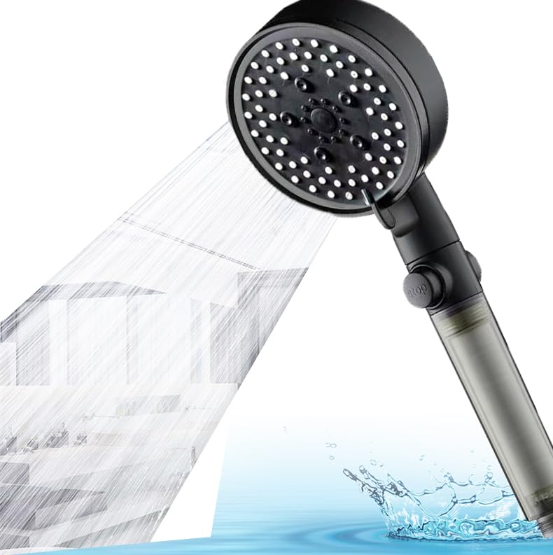 Shower head rain shower head with 1 PP filter, shower head hand shower 5 positions shower head for more water pressure Universal rain shower head water saving high pressure shower heads shower head