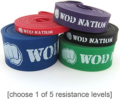 Pull Up Assist Band by WOD Nation for Pullup Assistance, Resistance Exercise, Stretch, Mobility Work &amp; Functional Fitness + Video Workout Training &amp; | 41 inch straps