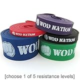 Pull Up Assist Band by WOD Nation for Pullup Assistance, Resistance Exercise, Stretch, Mobility Work & Functional Fitness + Video Workout Training & | SINGLE BAND 41 inch straps