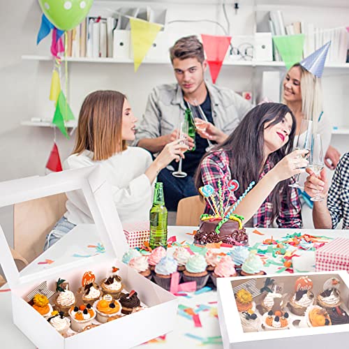 VGOODALL 6PCS White Cupcake Boxes, Cupcake Container 12 Count with Window Bakery Boxes Holding 72 Cupcakes Pastry Box for Birthday Holiday Party Bakery Supplies