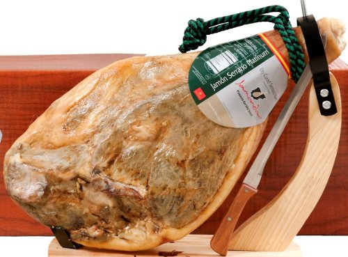 Carmen & Lola Bone-in Jamon Serrano Ham Pack (15-17 Lbs. Ham+knife+holder)