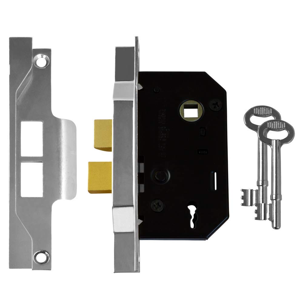 Union Locks 2242 2 Lever Mortice Rebated Sash Lock 65.5mm - Silver Enamel (Visi Pack)