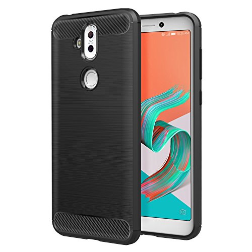 MoKo ASUS ZenFone 5 Lite ZC600KL 6.0" Case, Flexible TPU Bumper Slim Fit Case Carbon Fiber Design Lightweight Shockproof Back Cover for ASUS ZenFone 5 Lite and ZenFone 5Q, Black