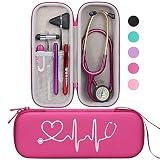BOVKE Travel Carrying Case for 3M Littmann Classic III Stethoscope - Extra Room for Taylor Percussion Reflex Hammer and Reusable LED Penlight, Raspberry