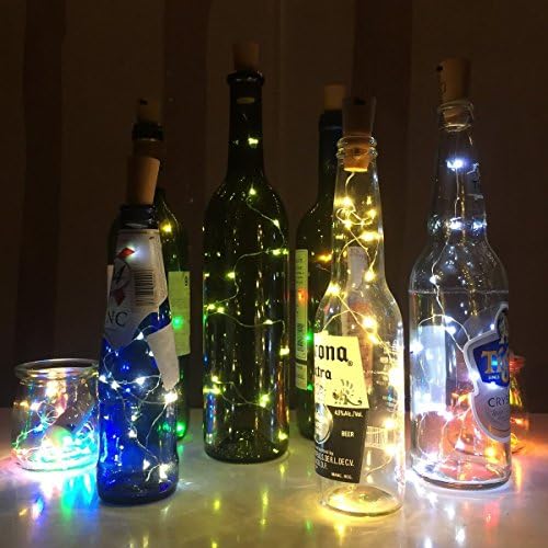 HHXA LED Bottle Cork Lights, 30" Copper Wire String Lights with 15 Warm White LED Bulbs for Bottle DIY Decor, Indoor and Outdoor Decor, Christma[Pack of 6]