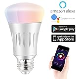 Smart WiFi Light Bulb Smart Lighting Lamp Dimmable Timer RGB Led Bulbs Color Ambiance Compatible with Alexa Remote Control by Smartphone IOS & Android Google Assistant Daylight & Nightlight 6.5W 