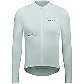 Santic Men's Cycling Jersey Long Sleeve Pro Bicycle Bike Shirt Full Zipper UPF 50+ MTB Jersey with Pockets