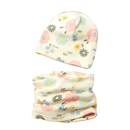 Tukistore Baby Kinder Baumwolle Mütze Schal Set Winter Baby Jungen Mädchen Niedlich Beanie Hüte + Loop Schals Set Cartoon-Mus