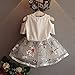 FEITONG Kids Girls Letter Butterfly Shirt Top Flowers Skirt Set Clothing