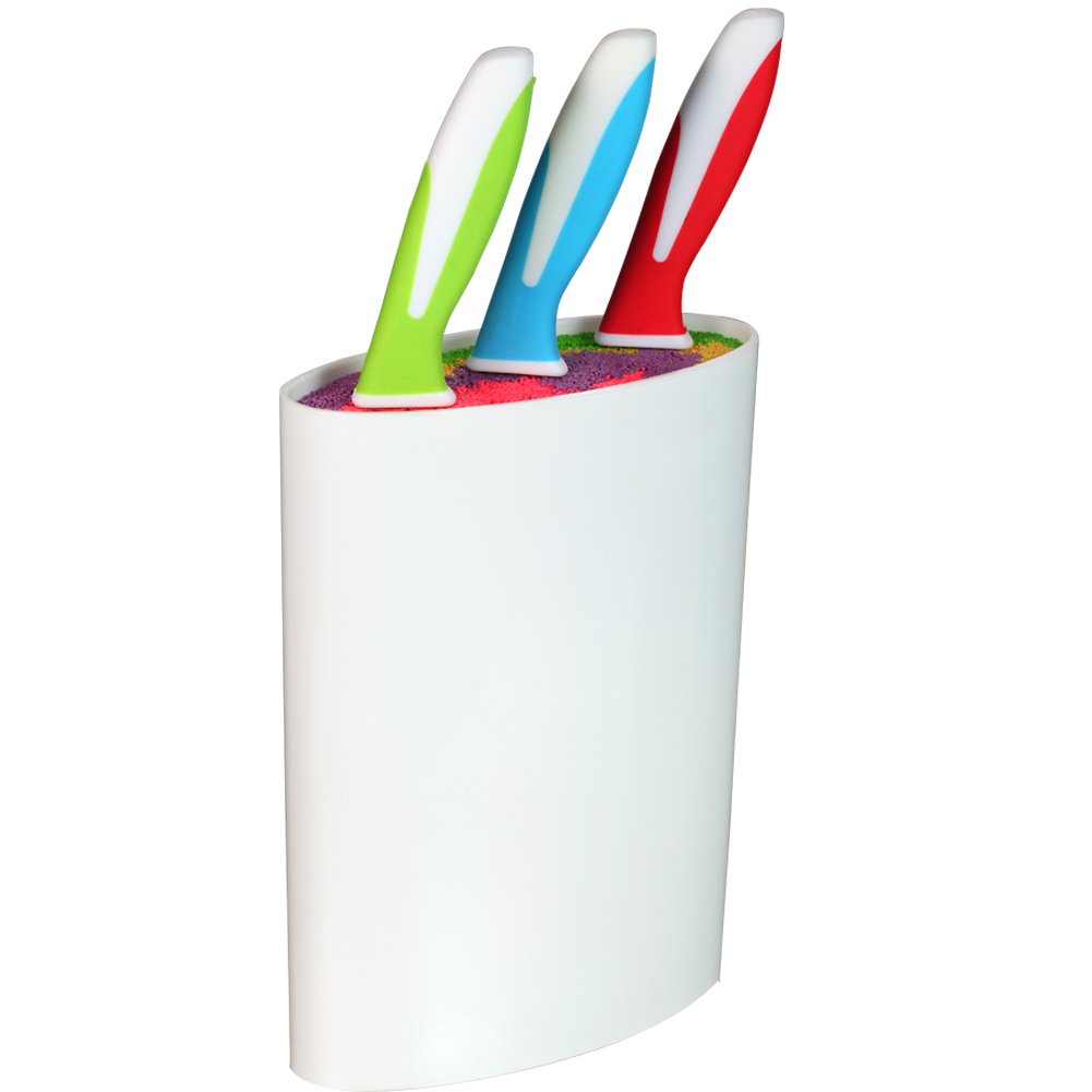WYQN Knife Block Universal Holder without Knives Convenient Storage for Various Knives and Kitchen Tools, Cylinder, White