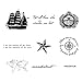 Tattify Nautical Themed Temporary Tattoos - Set Sail (Complete Set of 16 Tattoos - 2 of each Style) - Individual Styles Available - Fashionable Temporary Tattoos