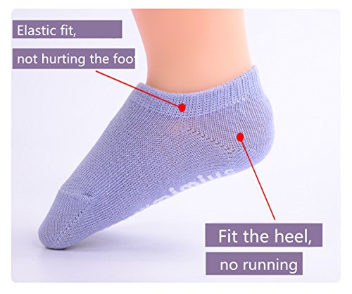 QICI Baby Crawling Anti-Slip Knee and Anti Slip Socks,Unisex Baby Toddlers Knee Pads 5 Pairs, Soft Cotton Assorted Boys Girls Grip Walkers Socks 3 Pairs,Best Infant Gift. (8 Pack) - Thumbnail 2