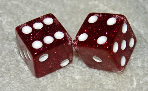 Red Glitter Transparent Dice Pair