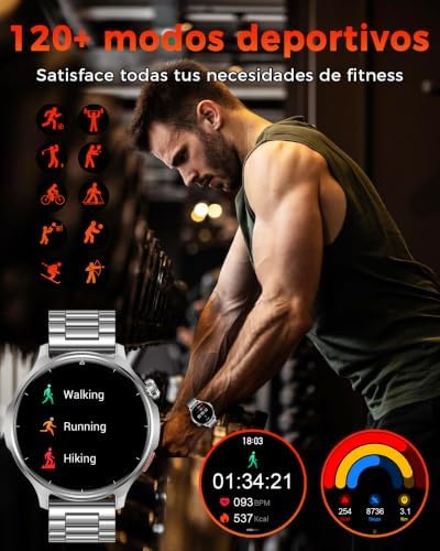 Relógio Inteligente Masculino, Bateria de 1000 mAh, Grande Ecrã HD de 1,52''