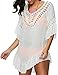 Avidwash Women's Crochet Coverup, Rainbow Tassels U Backless Beach wear for swimsuits bikini, white