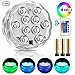 Mouttop Submersible Swimming Pool Led Lights IR Remote 10-LED RGB Waterproof Battery (Included) Pond Lights for Aquarium, Vase Base, Pond, Garden, Party, Christmas, Halloween - 4 Pack