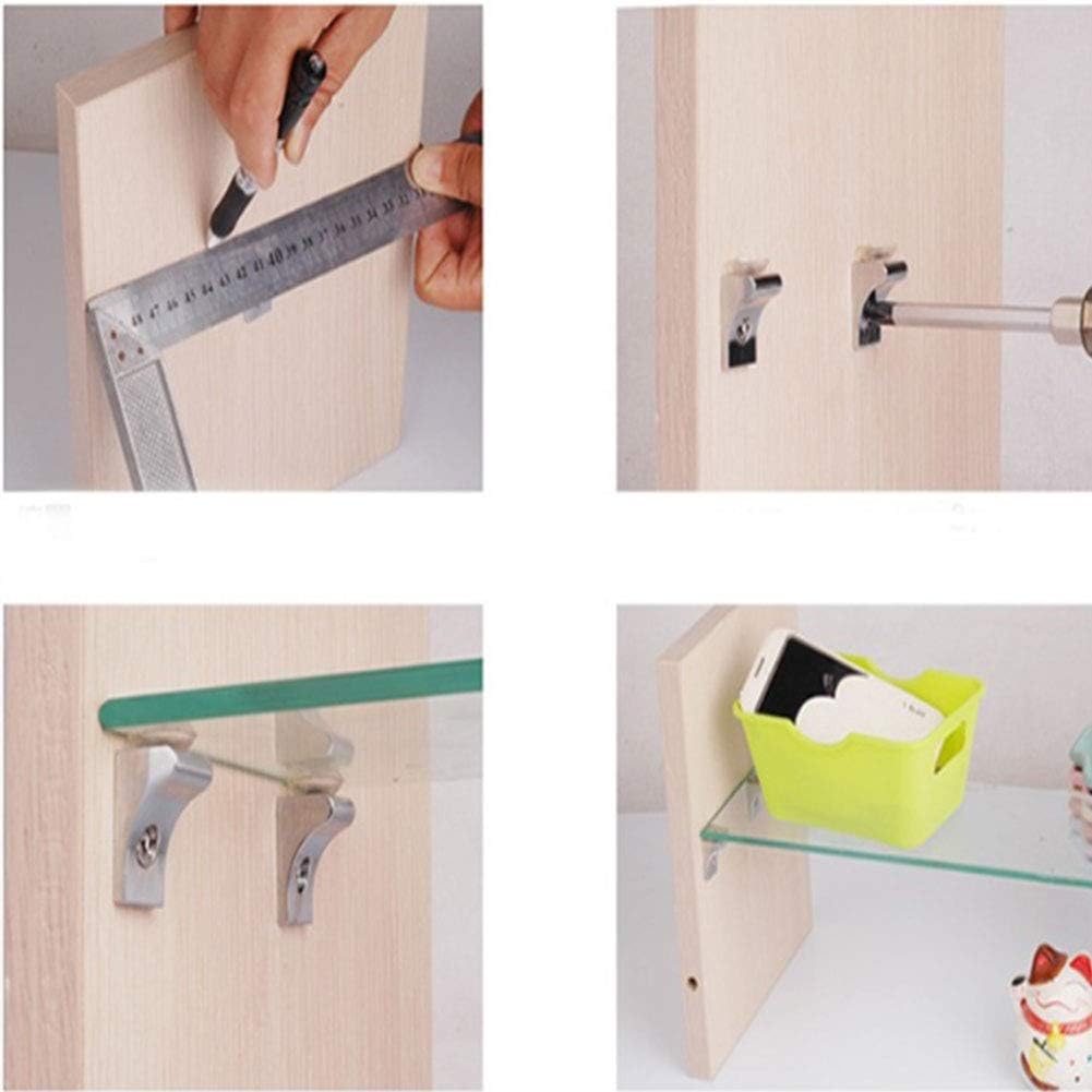 Glass Shelf Bracket, Tiberham 12 Pcs Zinc Alloy Polished Chrome Right Angle Shelf Support Fixing Clip with Suction Cup Base - Image 5
