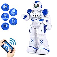 Aukfa Rc Robot Toy for Kids,Rechargeable Smart Infrared Sensing Robot Toys with Remote and Gesture Control, Programmable Intelligent Robotics,Walking Singing Dancing Robot Toy for Boys Girls，Blue
