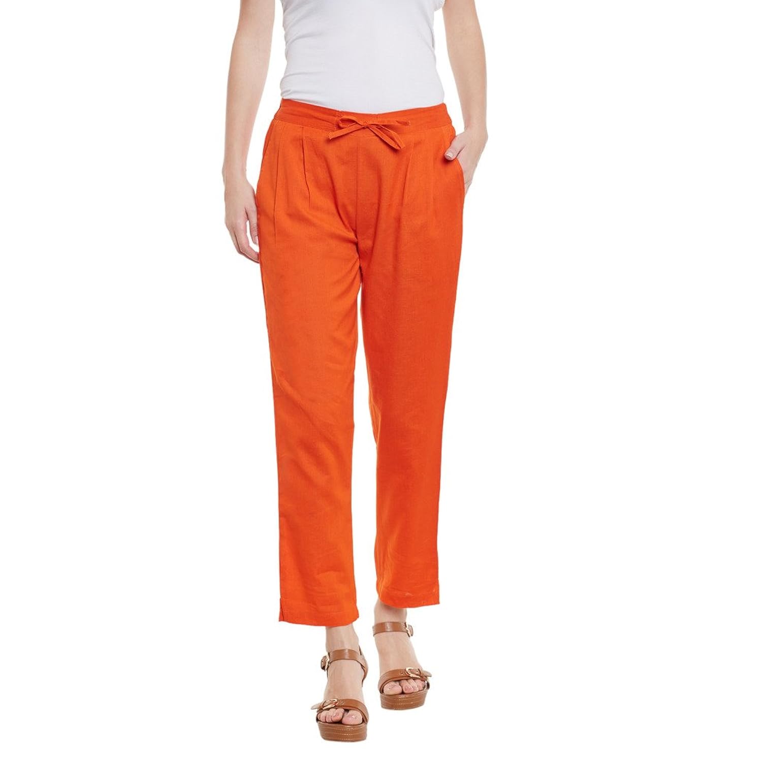 bitterlime women's cotton solid trousers