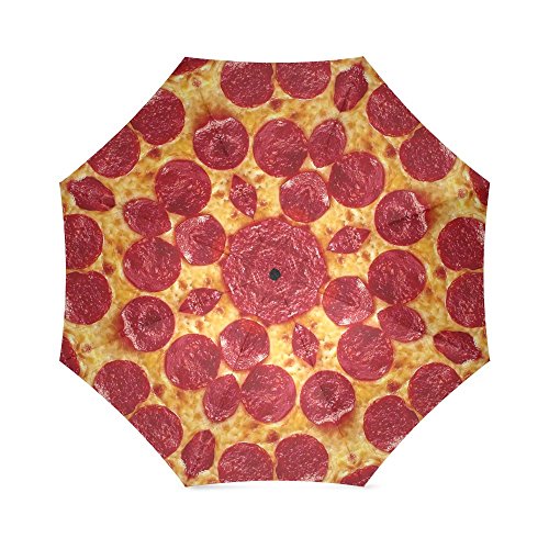 Funny Pepperoni Pizza Compact Umbrella Folding Travel Rain/Sun Umbrella Anti-uv, Windproof Rainproof Umbrella Clothing, Shoes & Jewelry, Luggage & Travel Gear, Umbrellas