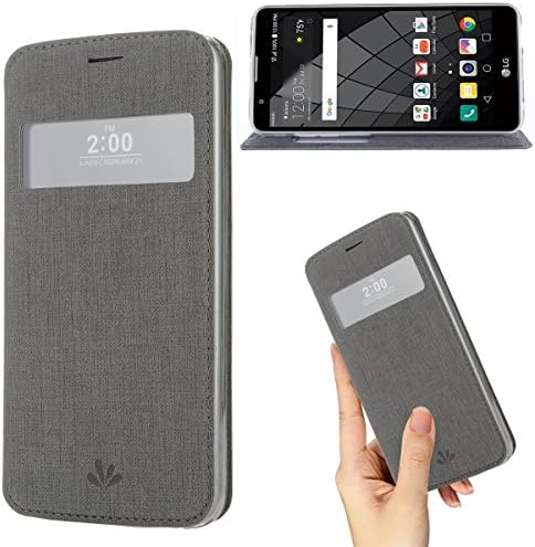 LG G5 case Premium Leather PU Flip Wallet Case with View Window Stand Kickstand Card Holder Magnetic Closure TPU bumper full cover slim Leather Case for LG G5(gray)