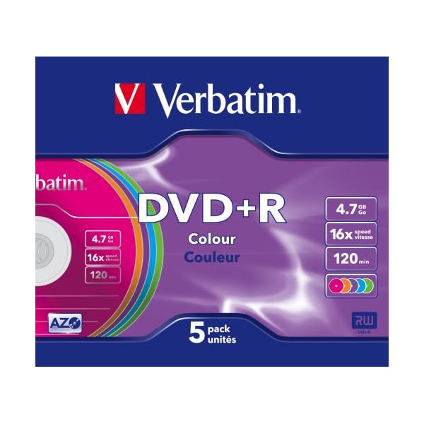Verbatim DVD+R Advanced AZO 16x Speed Colour Surface 5er Pack Slim Case DVD-Rohlinge – Bild 5
