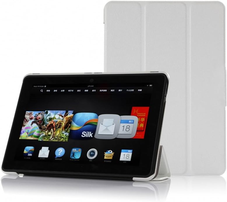 AmarNew Luxury stand book Case For amazon kindle fire hd7x PU Leather Reader e-books ebooks Covers Protective Skin (white)