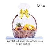 LazyMe Clear Basket Cellophane Bags Shrink Wrap Bags for Gift Basket, 24 x 30 inch, Thick 2.5mil (5)